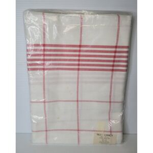 Williams Sonoma White & Red 100% Cotton 70" x 70" Tablecloth New Old Stock READ